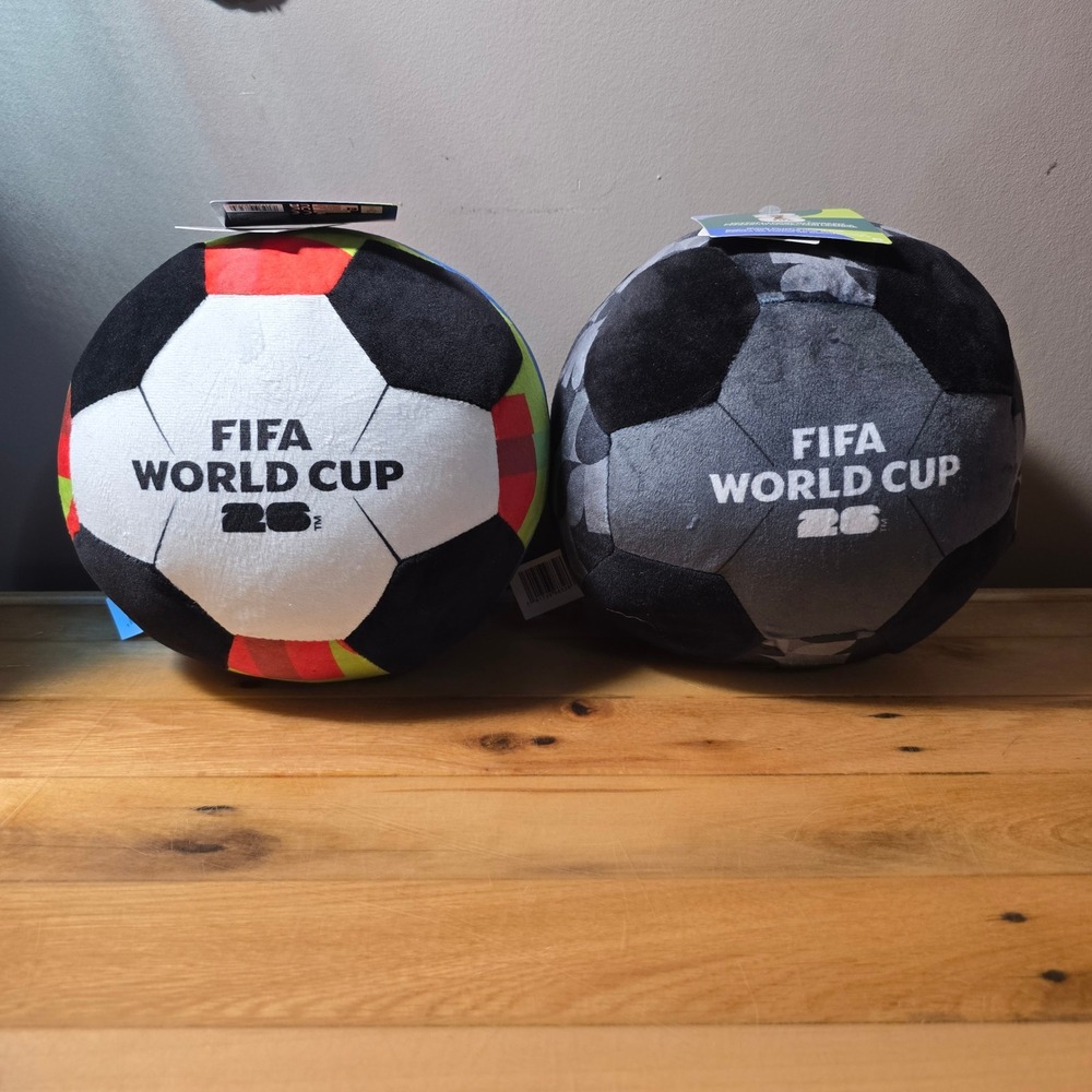 Jazwares FIFA World Cup 26 Plush Soccer Ball Set Red & Black Camo Official Merch